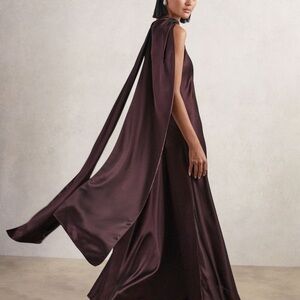 Reiss Fae Satin Cape Maxi Dress